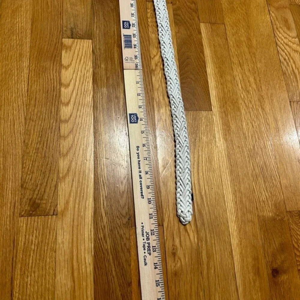 Vintage Liz Claiborne white leather braided belt, extra‎ long large 47 inches.